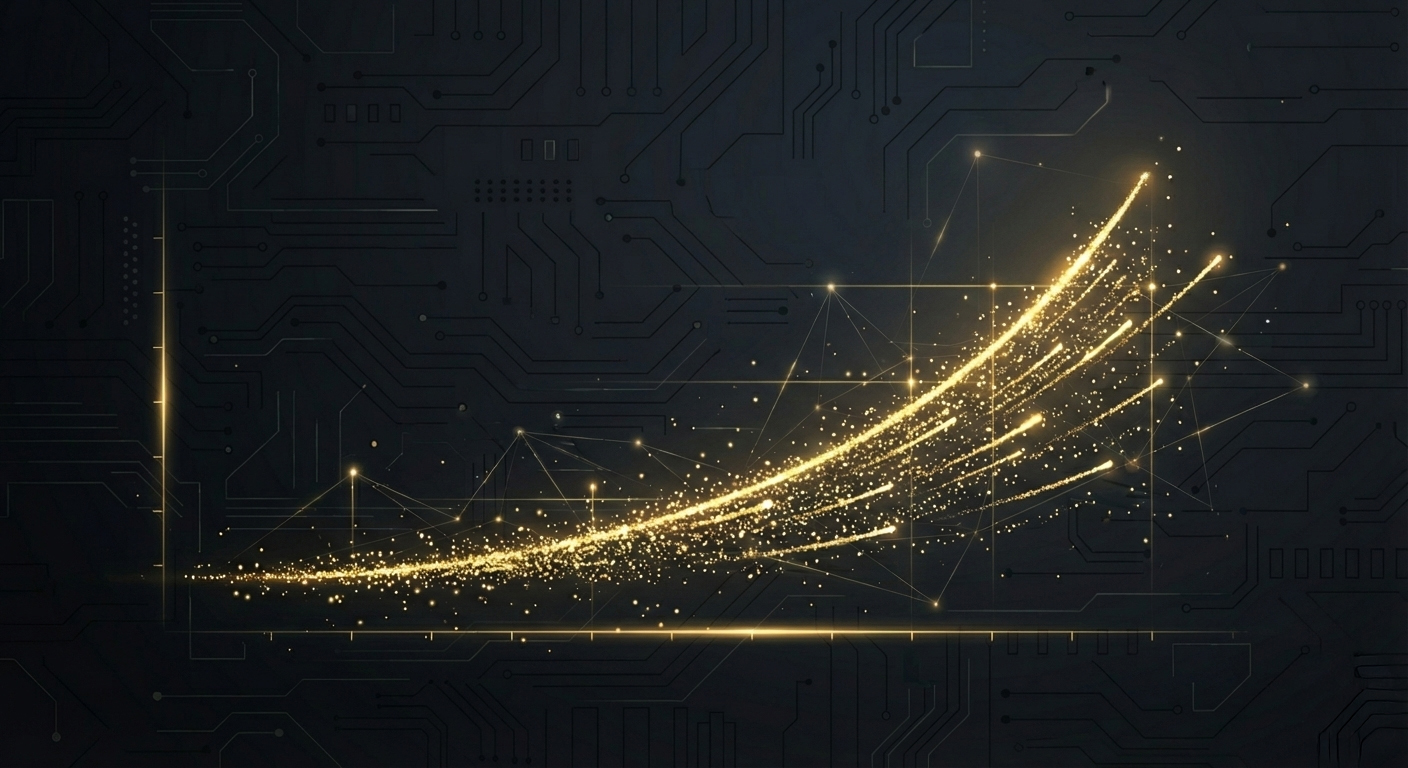 Abstract gold data visualization representing market research and strategic insight for business growth.